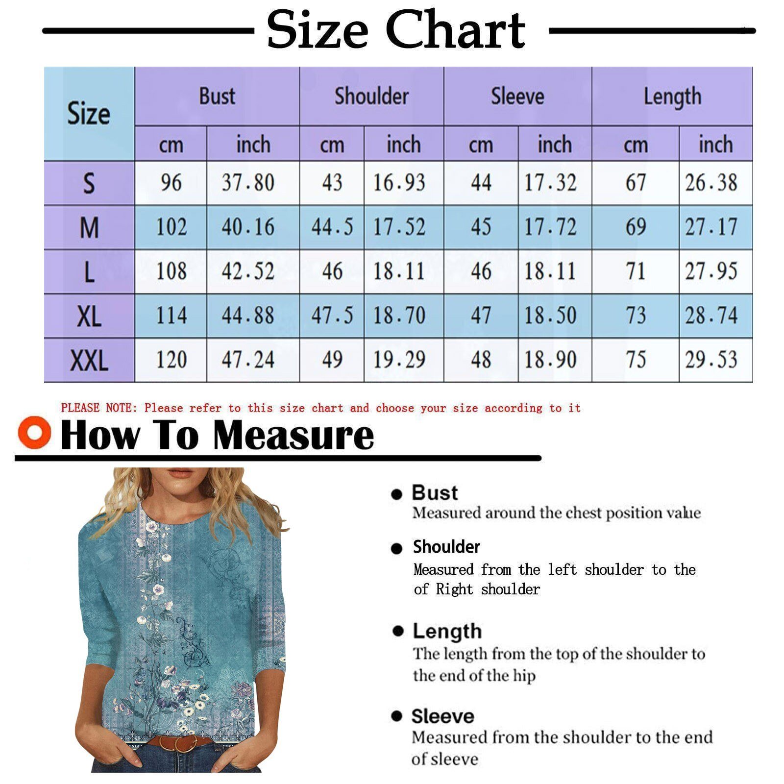 3/4 Sleeve Shirts For Women Cute Print Graphic Tees Blouses Casual Plus Size Basic Tops Pullover Roupas Feminina топ женский - Imagem 6